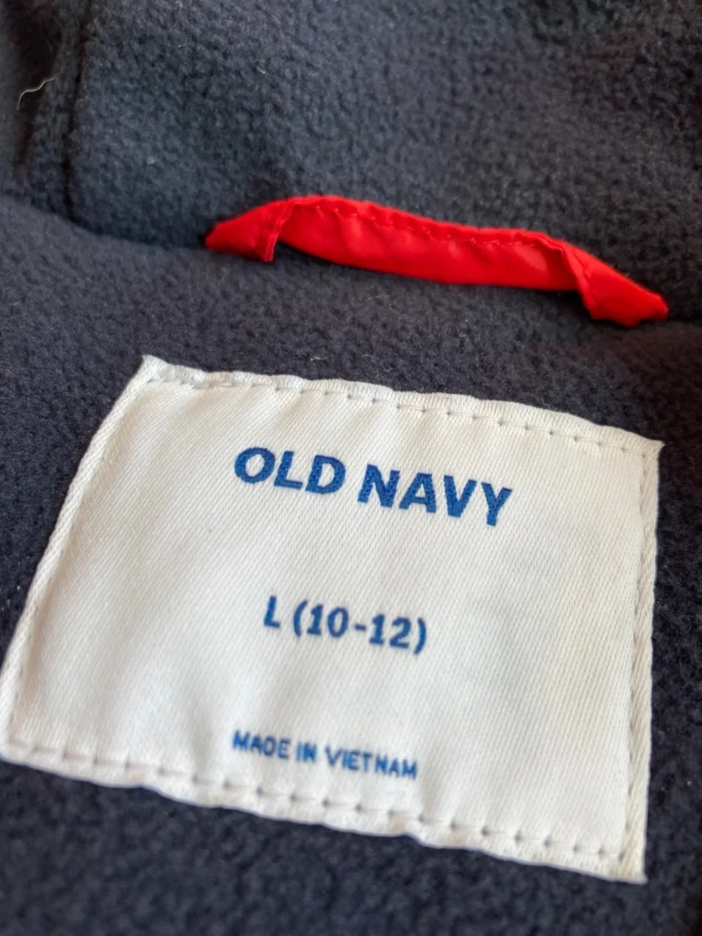 NWT Old Navy Kids Fleece Lined Water Resistant Hooded Jacket in Robbie Red sz L
